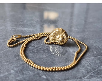 Gold Ammonite Necklace: Sterling Silver Seashell Pendant Nautilus Beach Jewelry