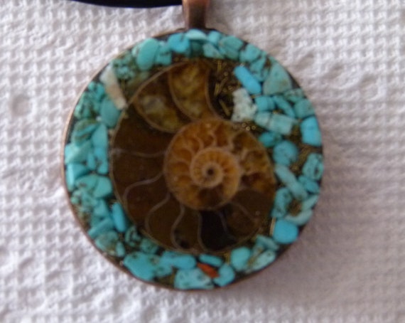 TACHYON ENERGY PENDANT generator Turquoise & Ammonite ...