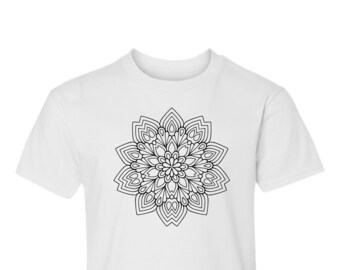 Youth T-shirt | Color your own Shirt | Mandala Coloring | Mandala T-shirt