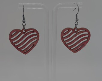 Heart Wood Earring | Laser Cut Earring | Wood Dangle Earring