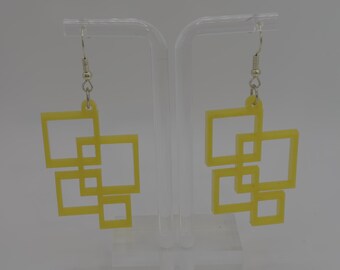 Yellow Acrylic Earring | Laser Cut Earring | Acrylic Dangle Earring