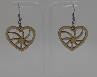 Heart Wood Earring | Laser Cut Earring | Wood Dangle Earring