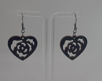 Heart Wood Earring | Laser Cut Earring | Wood Dangle Earring