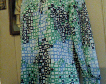 Vintage polyester mod blouse geometric flavor funky disco