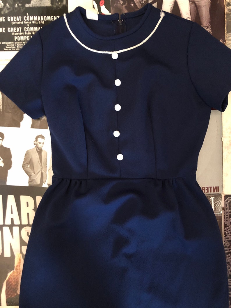 Sweet Navy and white vintage dress, dreamy image 1