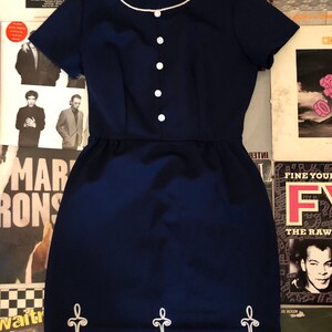 Sweet Navy and white vintage dress, dreamy image 2