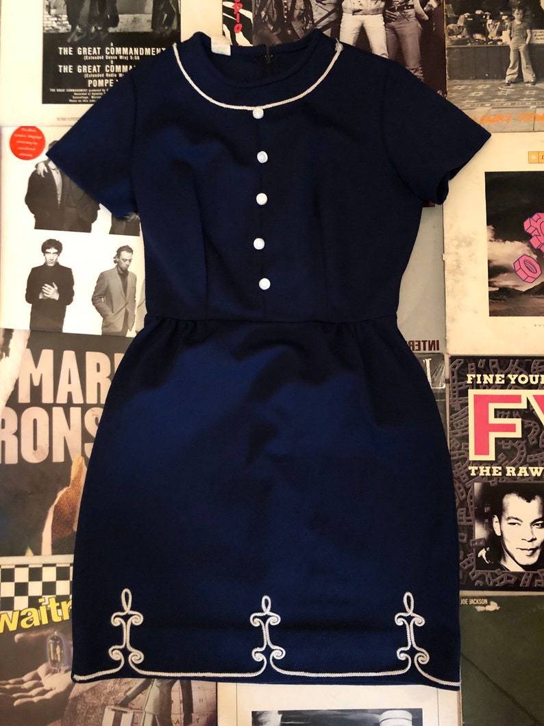 Sweet Navy and white vintage dress, dreamy image 2