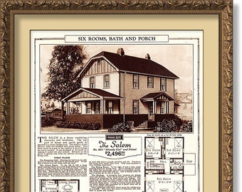 Sears SALEM 1925, Six Rooms Bath and Porch, A Home Combining Character and Loveliness, Large Reception Hall, Honor Bilt, POSTER Print