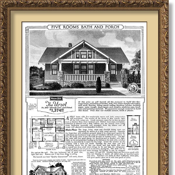 Sears URIEL 1921, NEAT Colonial Home With 5 Comfortable Rooms,Conservative & Economical,Cheerful Dining Room Flooded With Light,POSTER Print