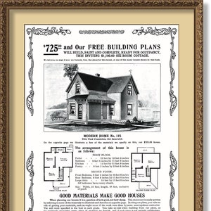 Sears 1910 Modern Home #115, Inviting Six Room Cottage, DIGITAL File Instant Download POSTER
