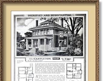 Sears CASTLETON 1918 A Well Designed House That Will Make a Pleasant Home, Dignified and Substantial Appearance, Double Floors, POSTER Print