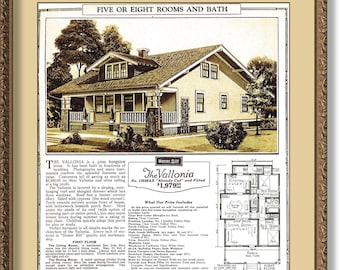 Sears VALLONIA 1925 Prize Bungalow, Photographs and Many Testimonials Confirm the Splendid Features and Value, DIGITAL File Download POSTER