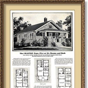 Sears CRAFTON 1932 Home, 4-6 Rooms, Graceful Appearance of the Front Porch Gives Added Comfort, DIGITAL Instant Download File POSTER