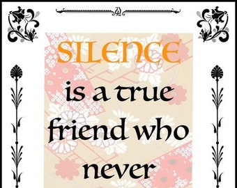 Confucius (Kungzi) about SILENCE, Chinese Teacher Philosopher Politician, Poster Print