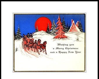 Merry Christmas and Happy New Year 1896 Vintage Christmas Card, POSTER Print