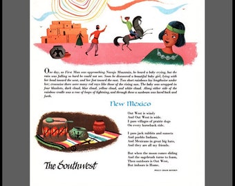 New Mexico, Navajo Mountains, Pueblo Indians, Southwest US, 1950 illustration POSTER Print
