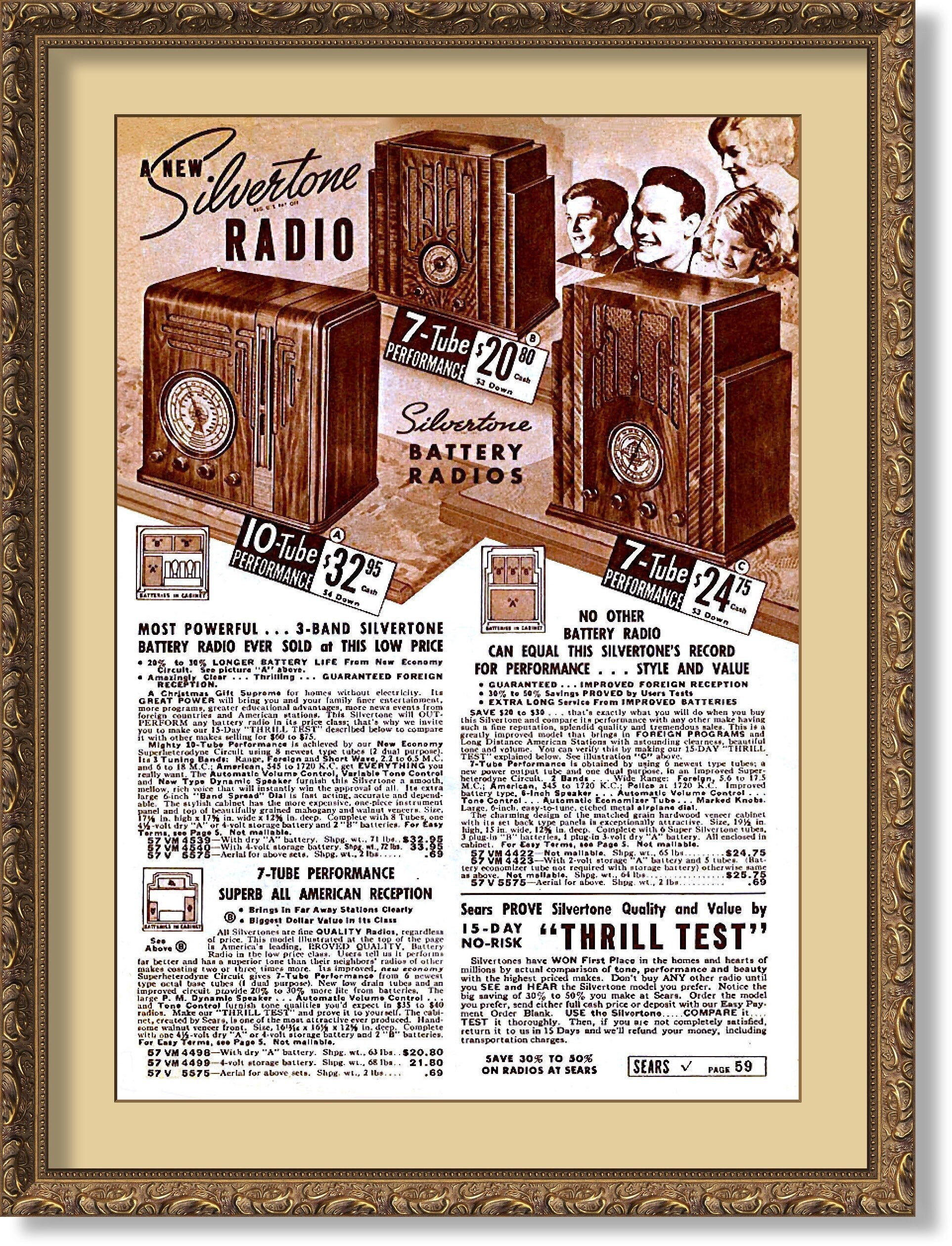 Sears 1937 Silvertone Radio Catalog Page Poster Print Etsy