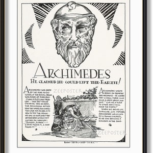 Archimedes of Syracuse, Greek Mathematician, Physicist, Engineer, Inventor, Astronomer, POSTER Print from original 1930 plate image 2