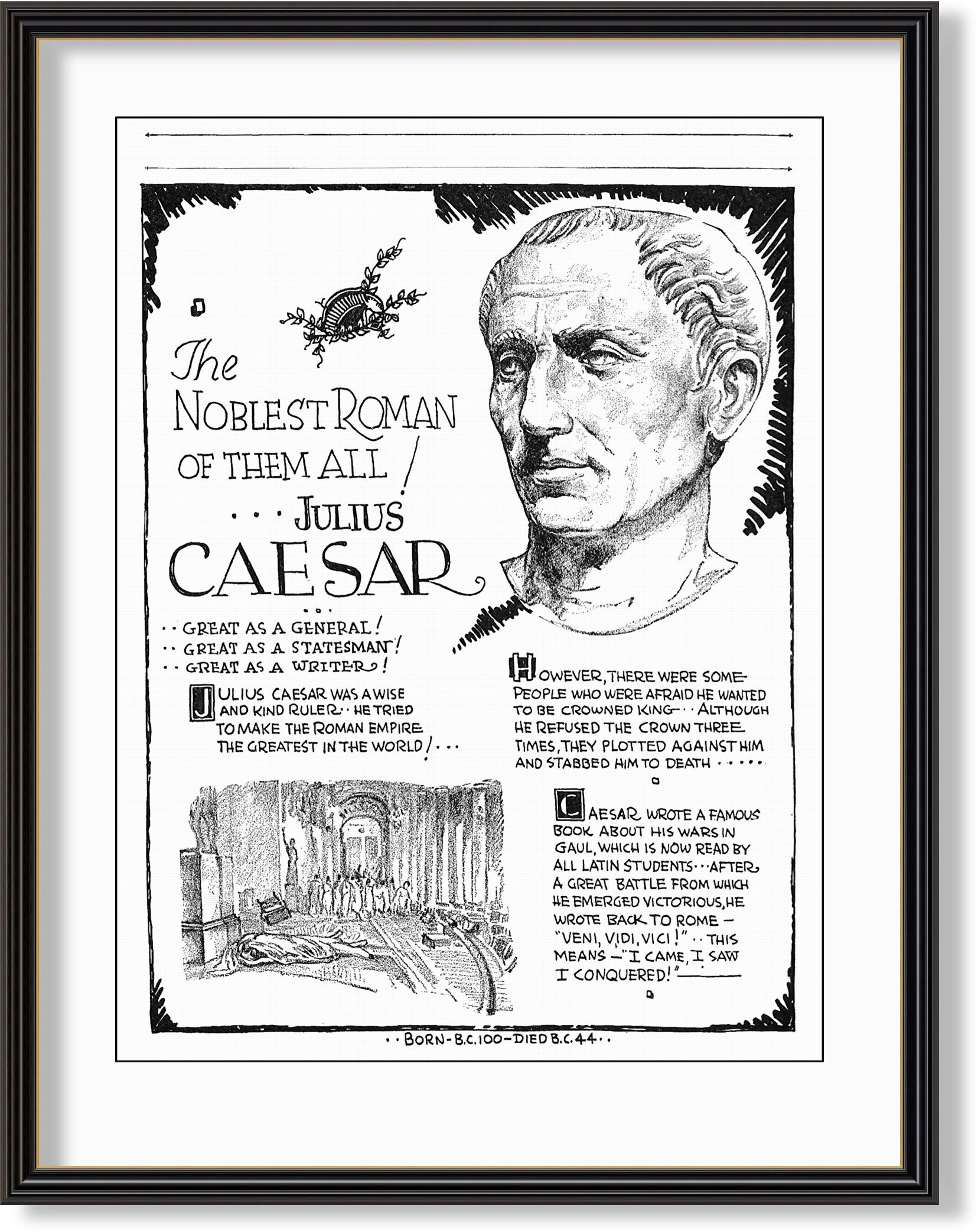julius-caesar-the-noblest-roman-of-them-all-general-statesman-consul-author-poster-print-from-original-1930s-plate-etsy