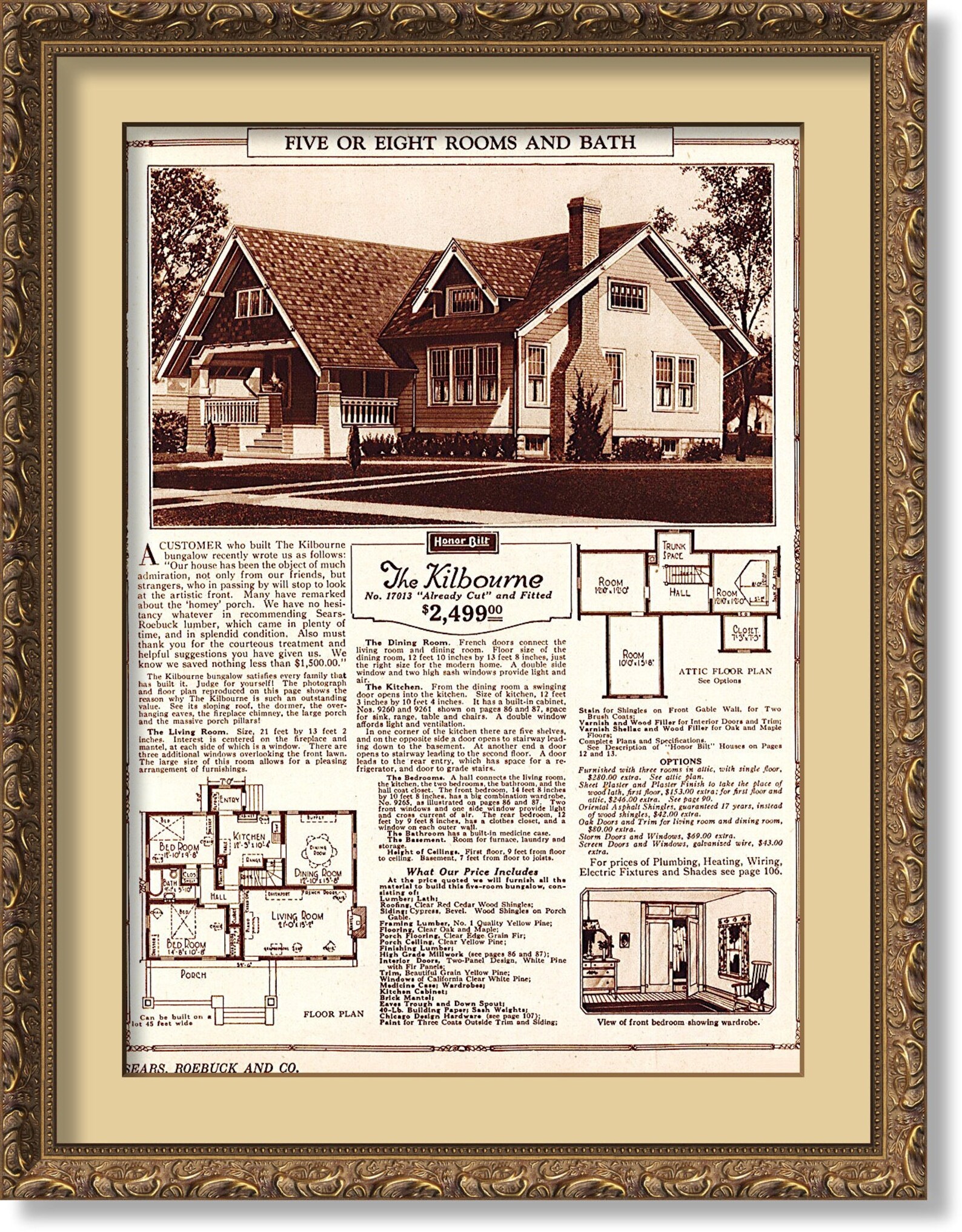Sears Kilbourne 19251931 Bungalow, Already Cut and Fitted, Five or Eight Rooms and Bath, POSTER