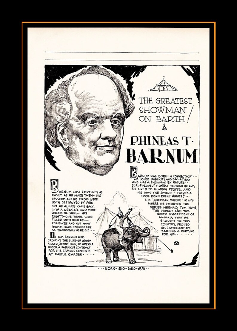 Phineas T. Barnum the Greatest Showman on Earth - Etsy