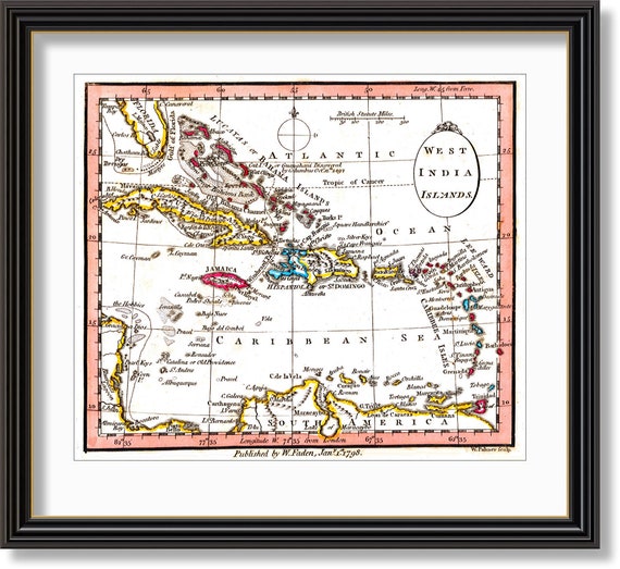 West India Islands 1804 Map of West Indies Bahamas Jamaica - Etsy Canada West India Islands 1804 Map of West Indies Bahamas Jamaica - Etsy Canada