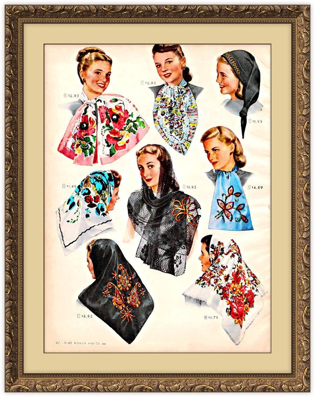 Sears 1946 Christmas Wish Catalog Women Shawl Fashion, POSTER Print Etsy
