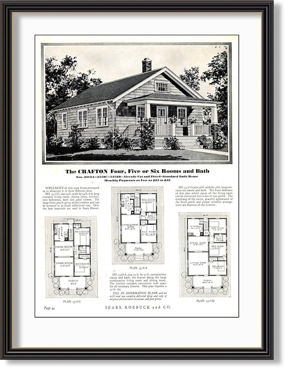 Sears Craftsman Floor Plan House With Porch Cover Craftsman House
