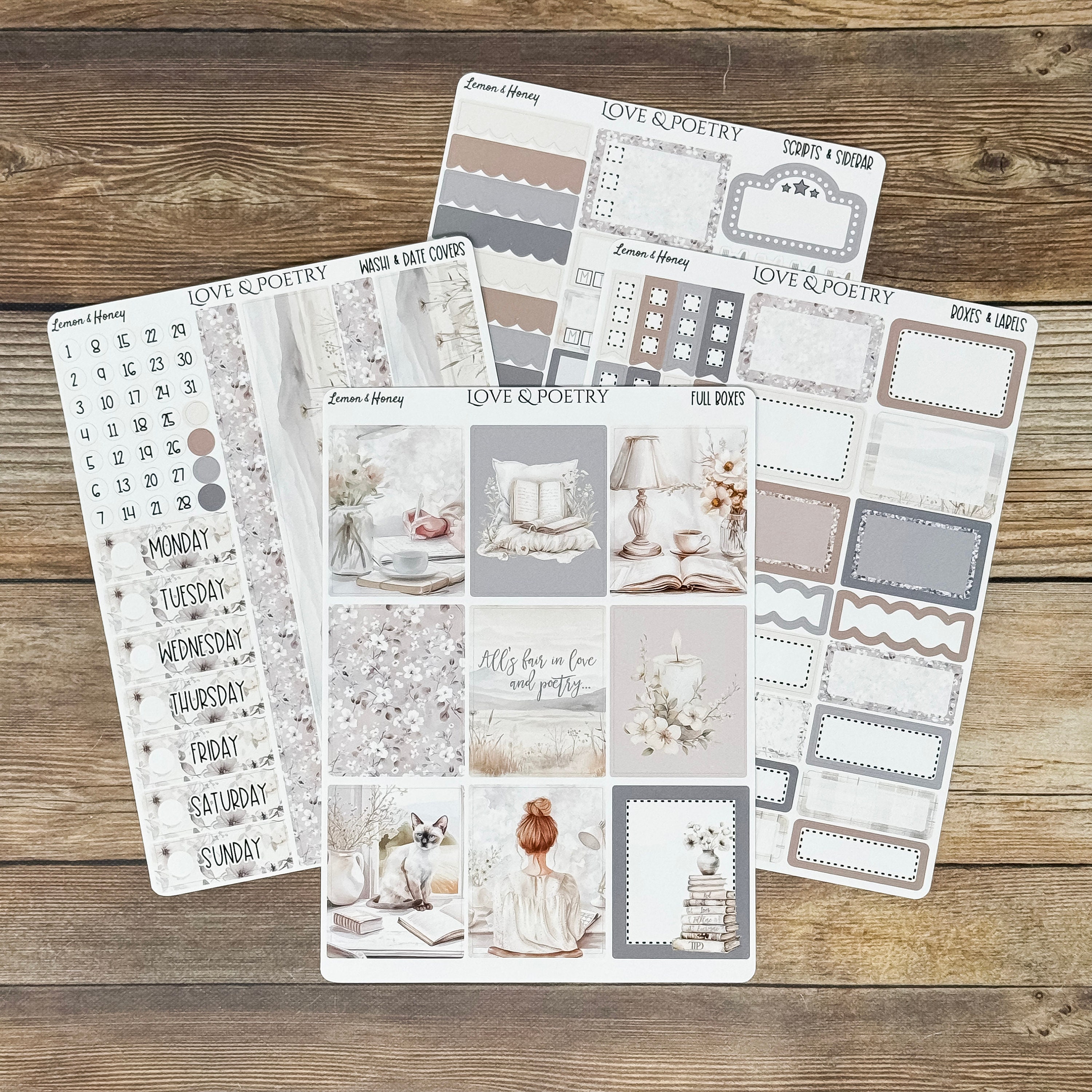 Love & Poetry Vertical Weekly Planner Sticker Kit - Etsy