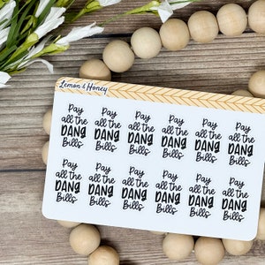 Pague todas las pegatinas del planificador de guiones DANG Bills