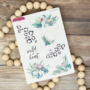 Wild at Heart Tropical Floral Transparent sticker sheet deco
