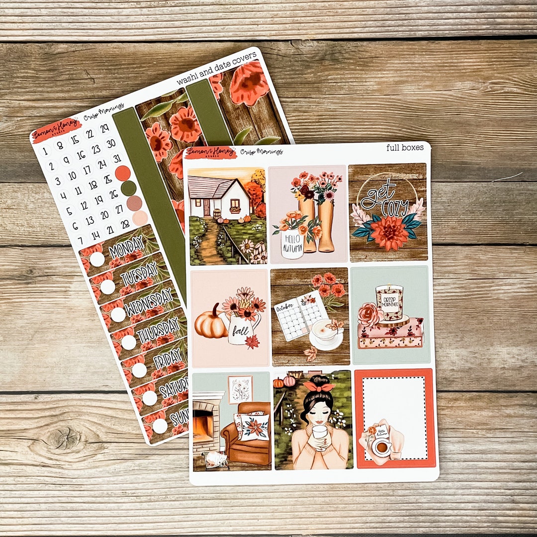 Crisp Mornings Vertical Weekly Planner Sticker Kit - Etsy