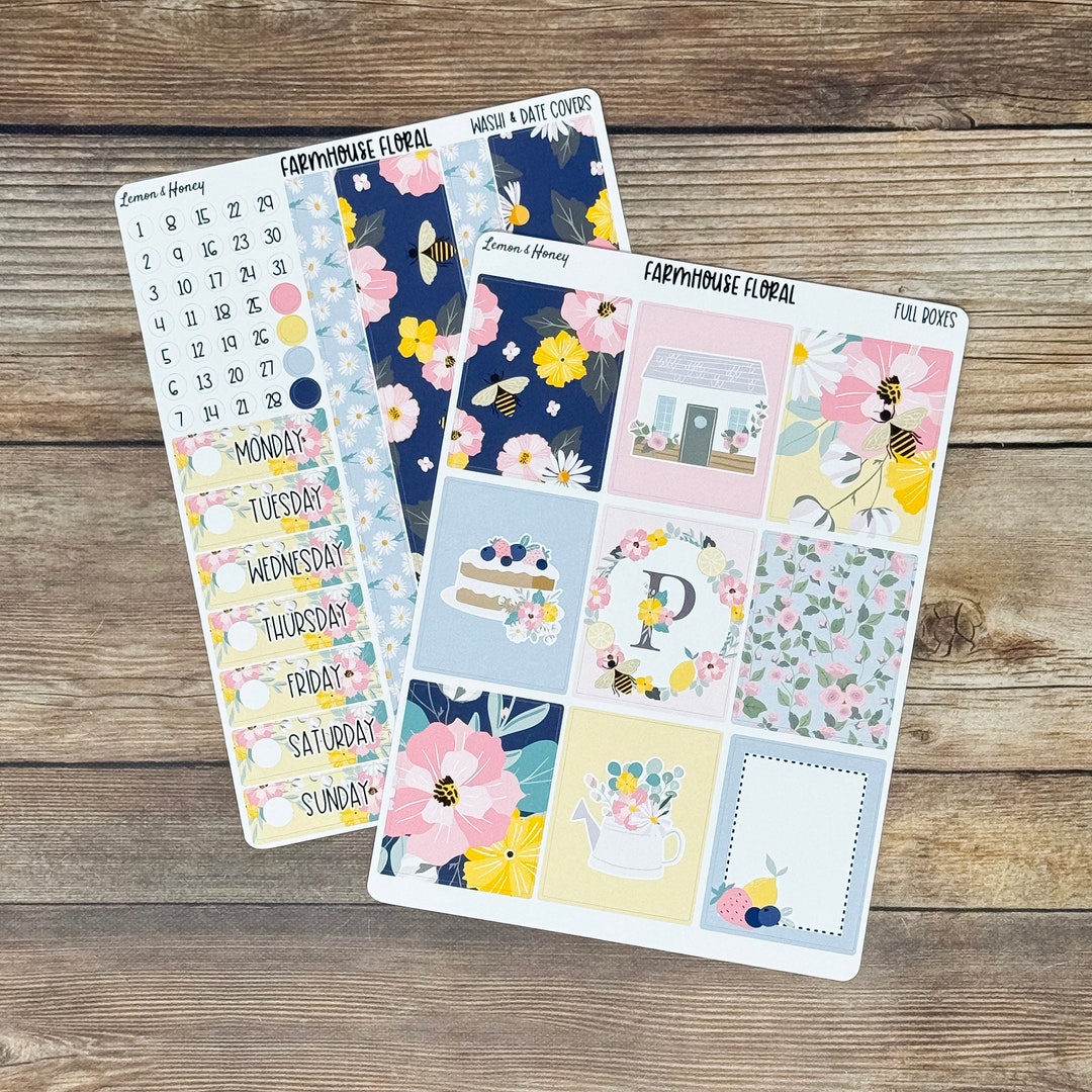 Farmhouse Floral Weekly Planner Sticker Kit - Etsy