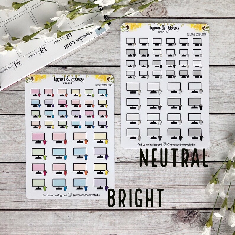 Computer and Mug Planner Stickers - Etsy