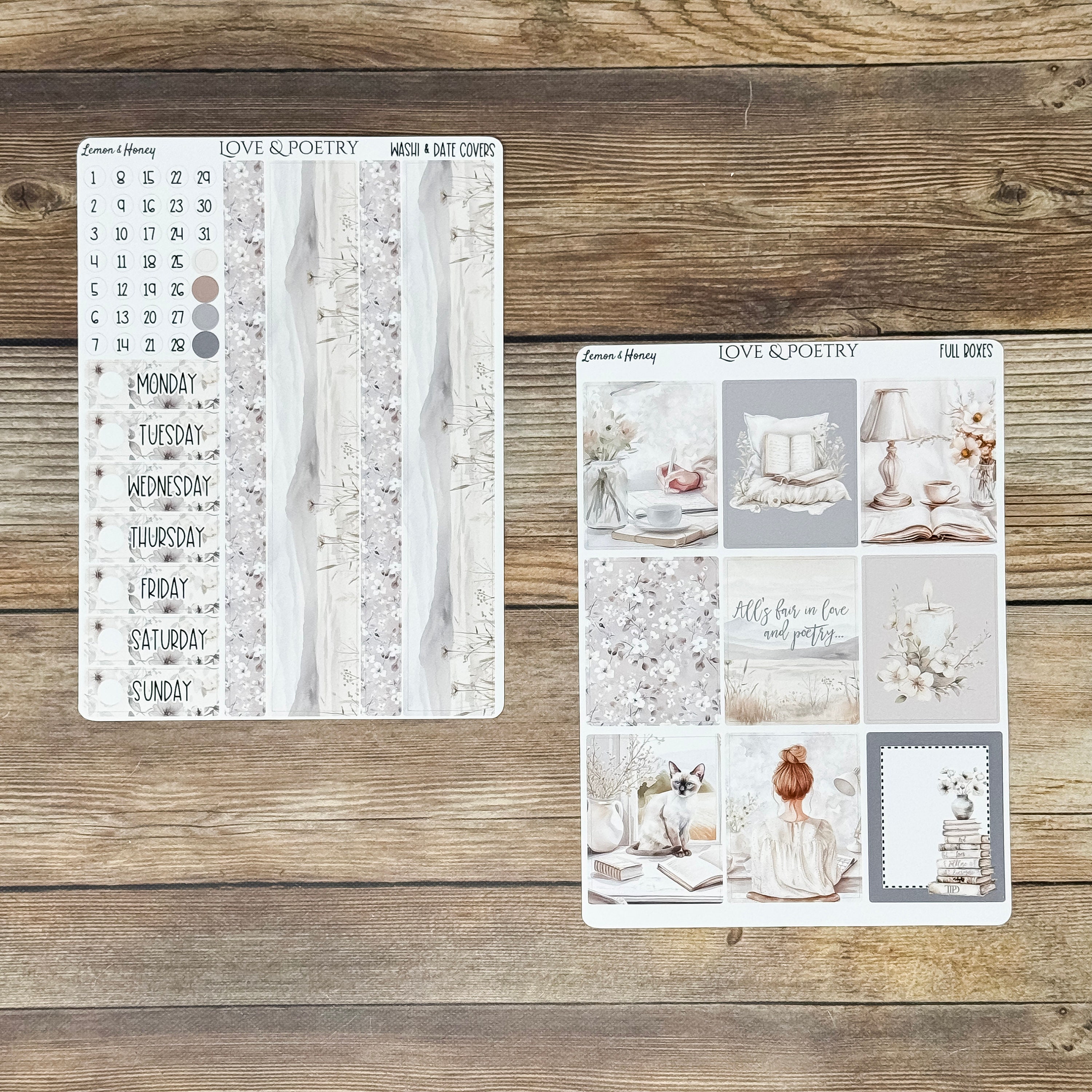 Love & Poetry Vertical Weekly Planner Sticker Kit - Etsy