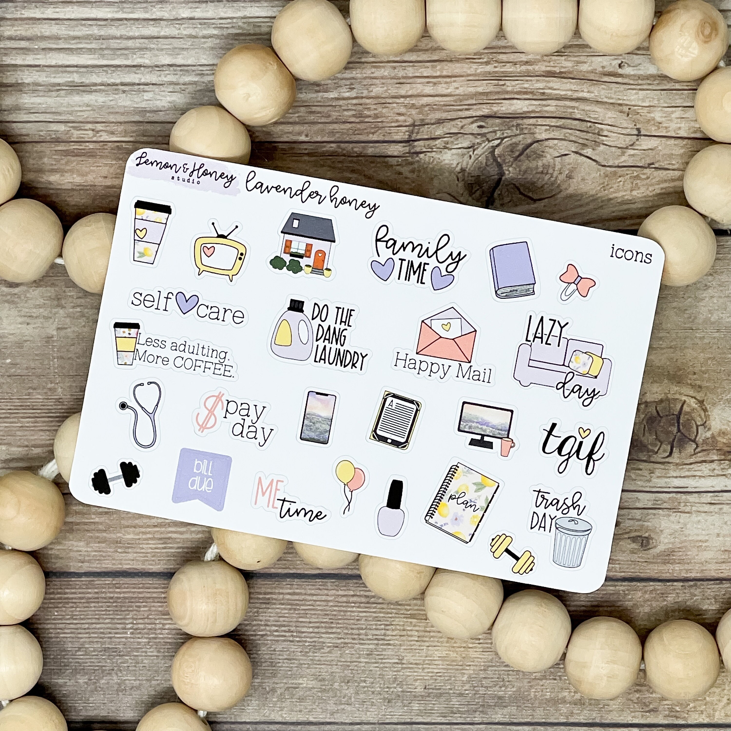Lavender Honey Weekly Planner Sticker Kit - Etsy