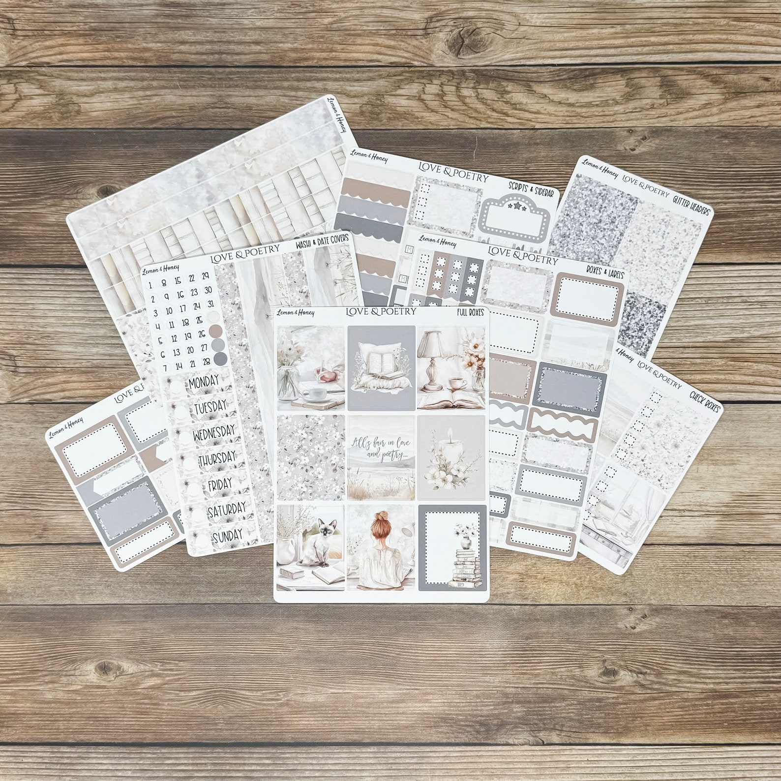Love & Poetry Vertical Weekly Planner Sticker Kit - Etsy