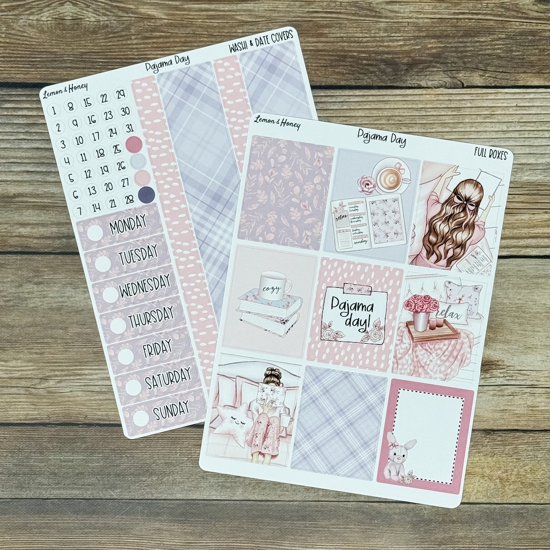 Pajama Day Vertical Weekly Planner Sticker Kit - Etsy