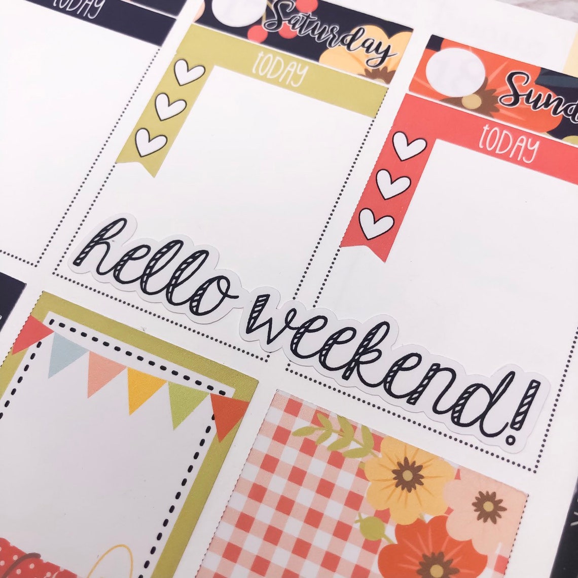 Hello Weekend Banner Planner Stickers | Etsy
