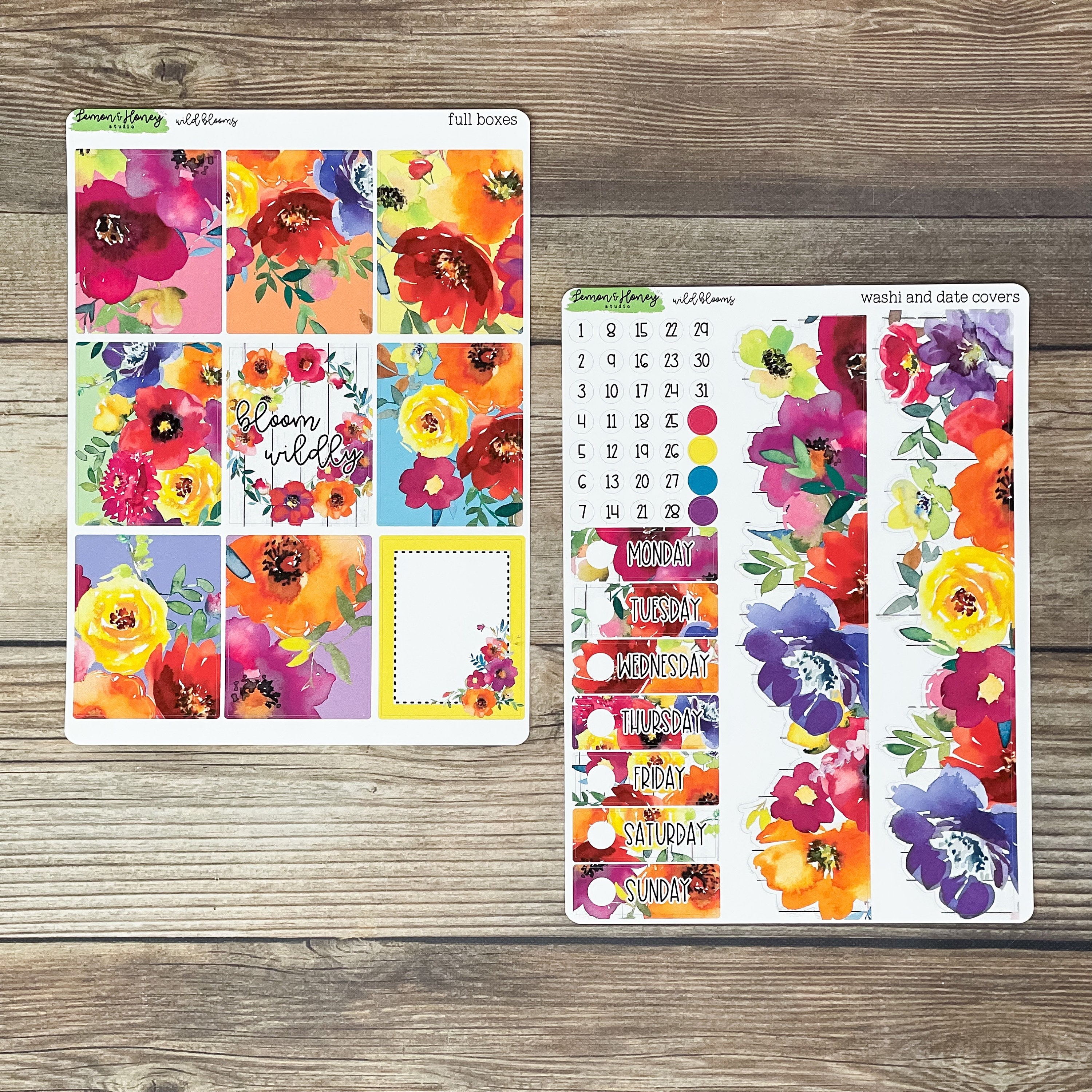 Wild Blooms Floral Vertical Weekly Planner Sticker Kit - Etsy