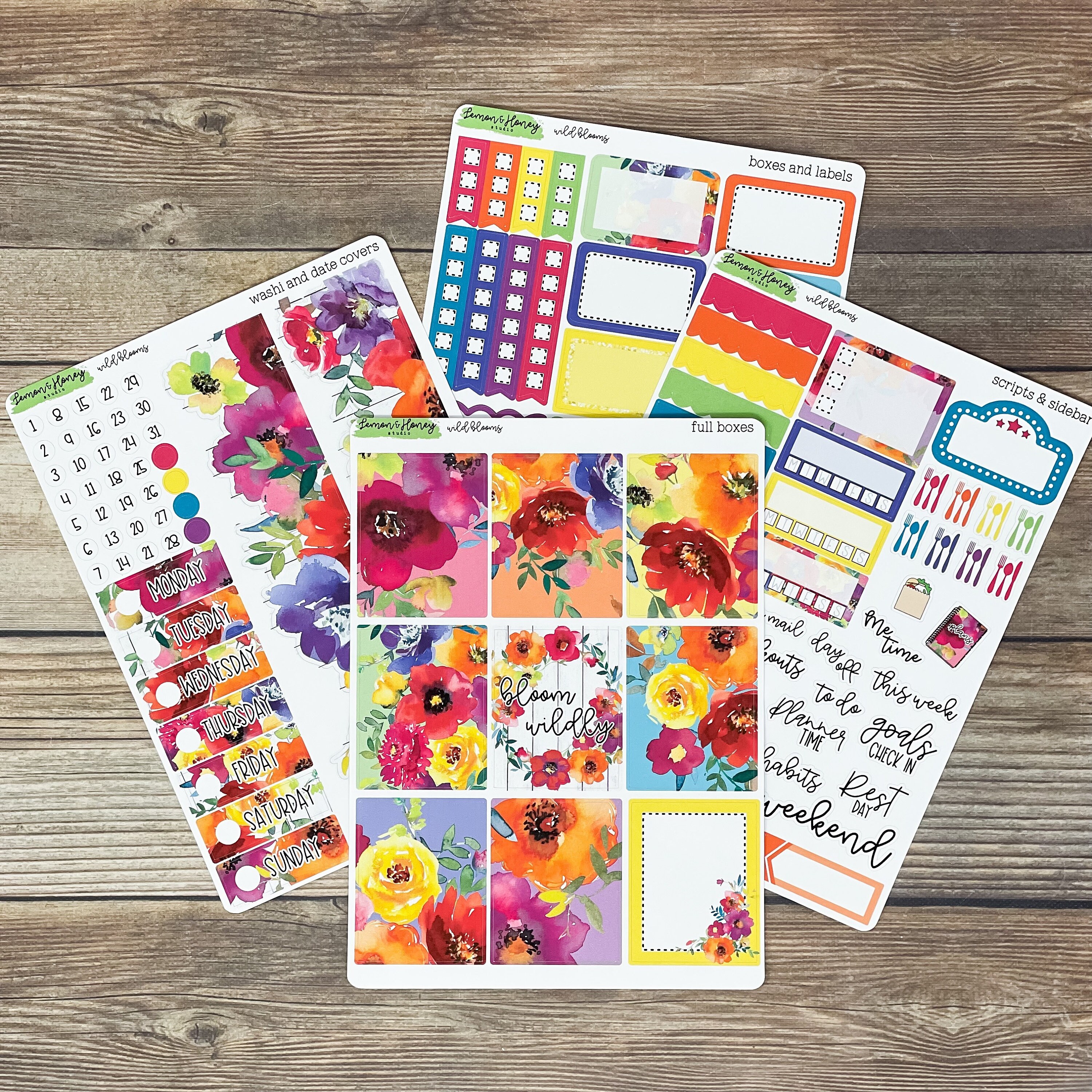 Wild Blooms Floral Vertical Weekly Planner Sticker Kit - Etsy
