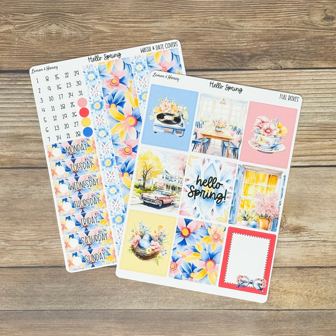 Hello Spring Vertical Weekly Planner Sticker Kit - Etsy