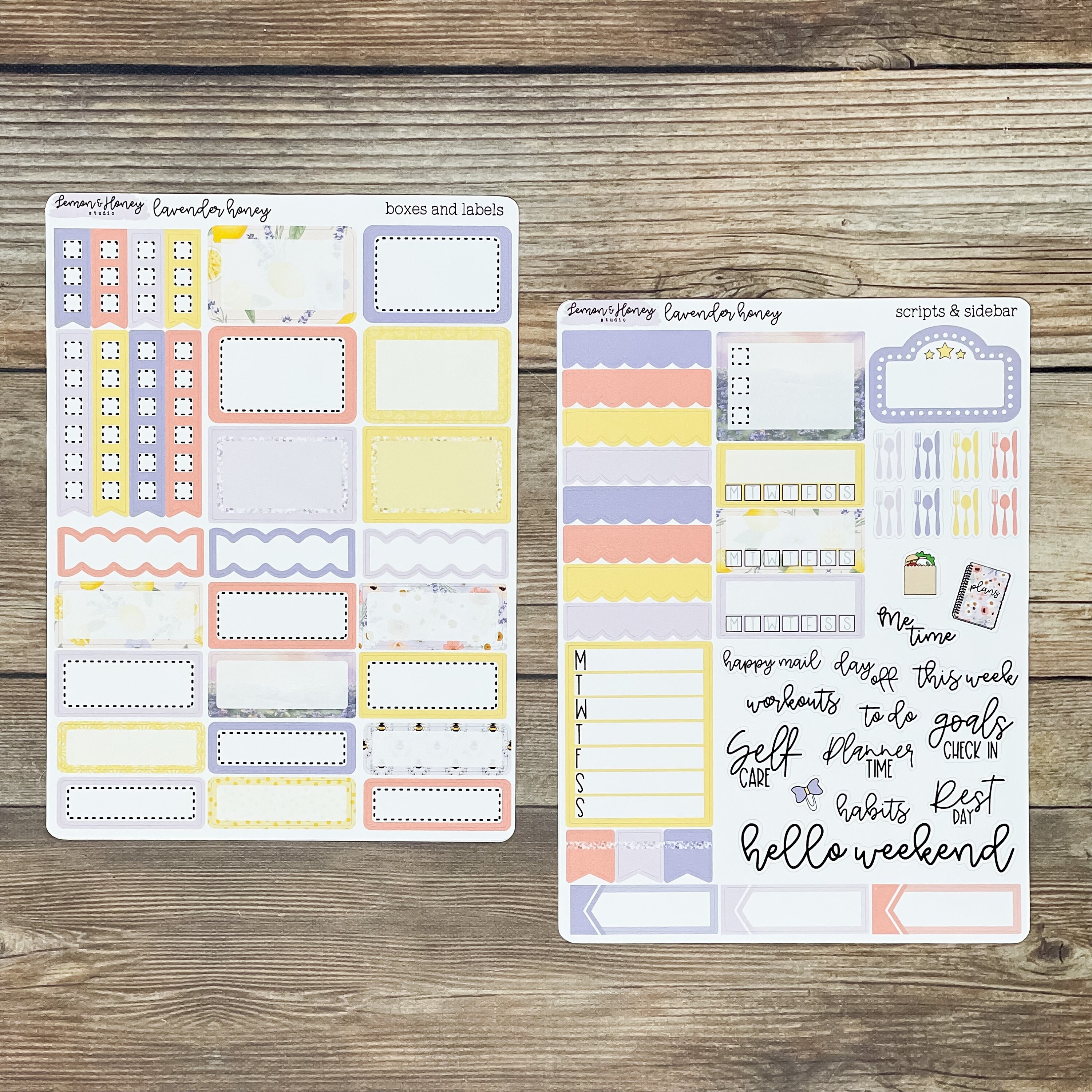Lavender Honey Weekly Planner Sticker Kit - Etsy
