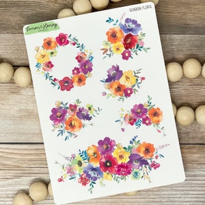 Wild Blooms Rainbow Floral Transparent sticker sheet deco