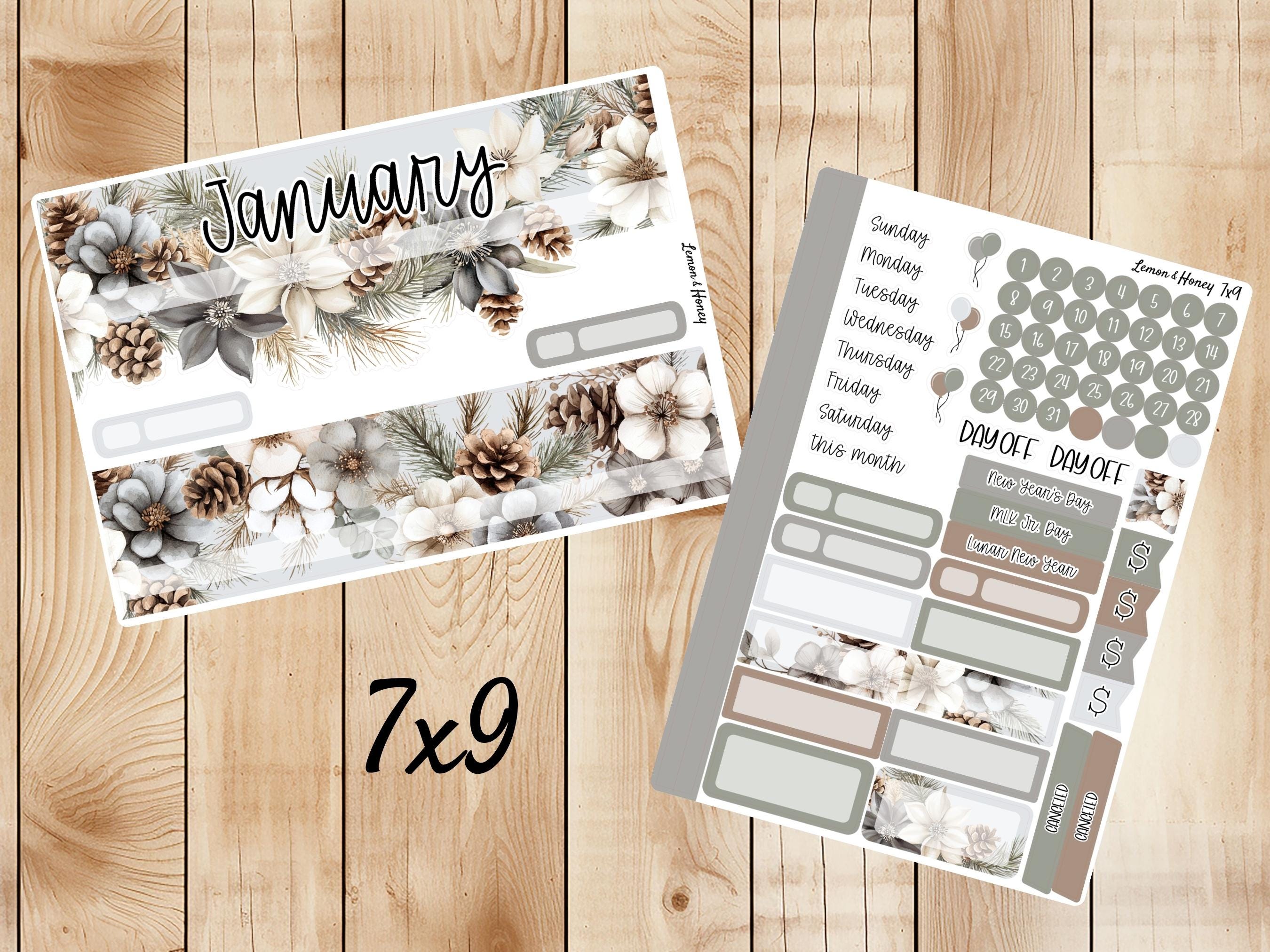 7x9 January Monthly Sticker Kit - Etsy