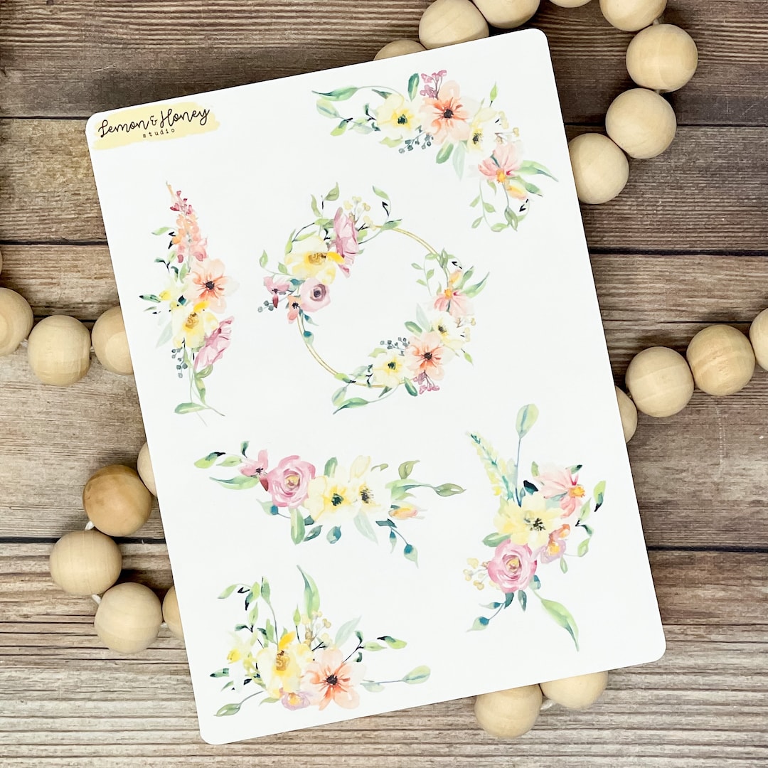 Spring Floral Transparent Sticker Sheet Deco - Etsy
