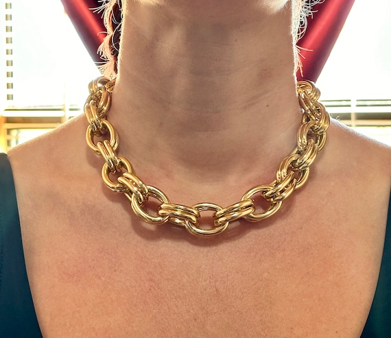 Extra Large Gold Chain Necklace. Chunky Aluminum Gold Chain