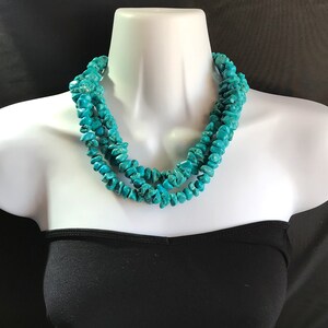 xxWhite Turquoise Triple Strand Necklace 256a main image 0