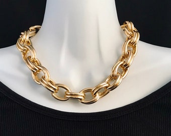 Extra large gold chain necklace. Chunky aluminum gold chain. Lightweight. Double link chain necklace. Thick chain.