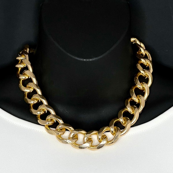 Extra Large gold plated chain. Lightweight Aluminum. Chunky curb chain necklace. Large gold chain.